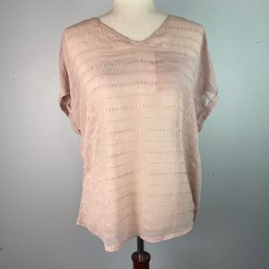 Maurices Sheer Light Pink V-Neck Blouse Top Size M EUC